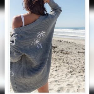 The beach people twin palms chunky knit cardigan Size M-L